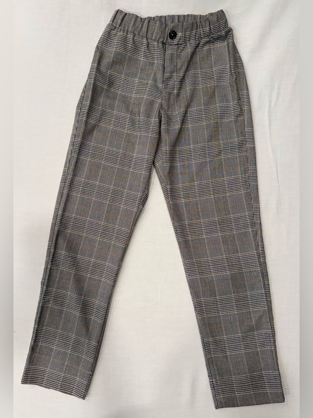 Luna Chic Plaid Elastic Waist Pull On Pants Grey XS
